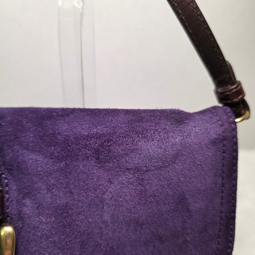 Coach Soho Purple Suede Leather Flap Shoulder Bag Buckle Gold Charm 42054 - Picture 8 of 16